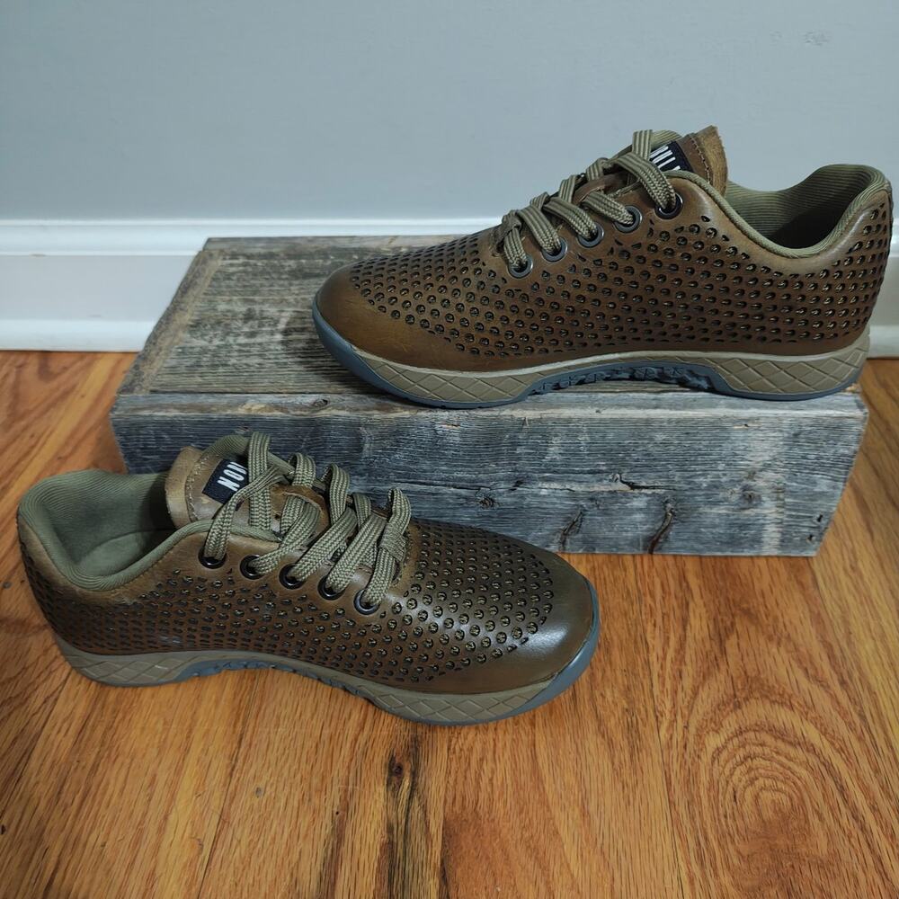NOBULL Perforated Leather Brown Trainer Sneakers Womens Size 5